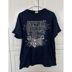 MENS Tee Shirt NAVY BLUE Lynyrd Skynyrd SUPPORT SOUTHERN ROCK Large